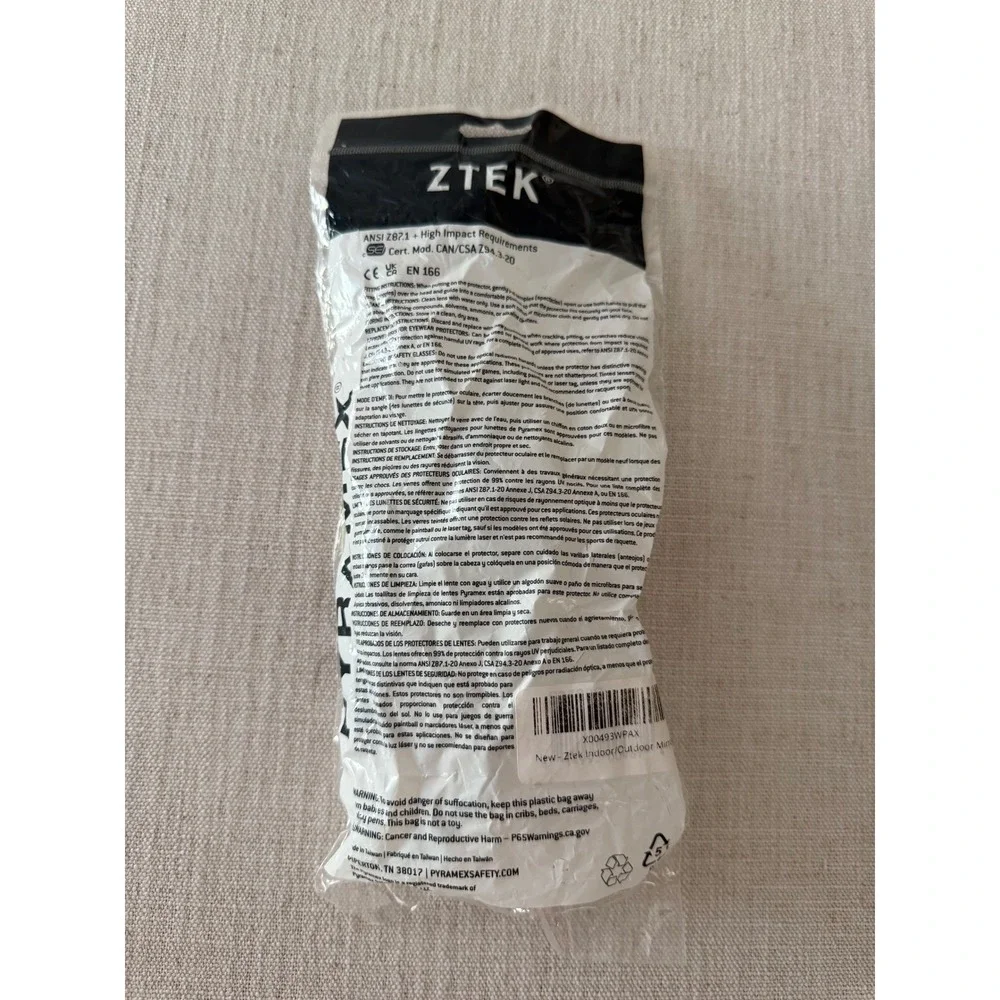 Pyramex Ztek Safety Glasses Indoor Outdoor Mirror Lens ANSI Z87.1+ High Impact